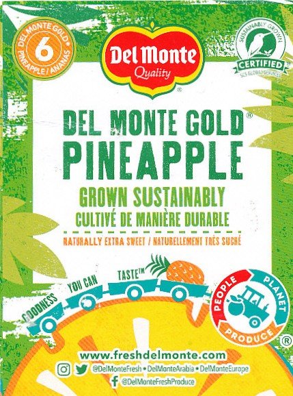 Del monte quality gold pineapple grown sustainably 6 product of costa rica 5050372116002