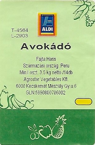 Aldi aokado fajta hass szmazasi orszag peru 3.5kg