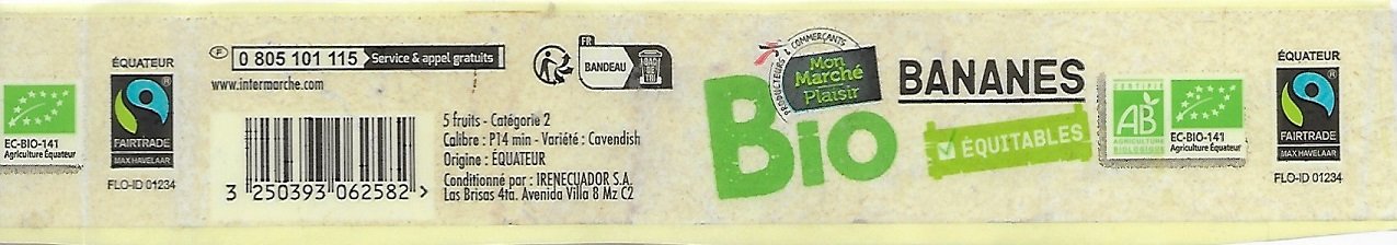 Mon marche bio bananes 5 fruits equateur flo-id 01234 3250393062582