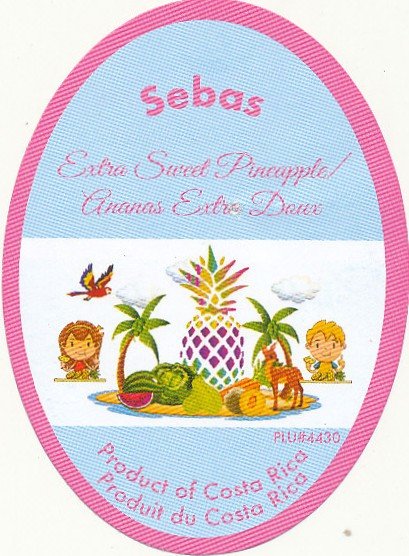 Sebas extra sweet pineapple product of costa rica