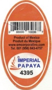 Imperial Papaya 086000130367 product of mexico produit du mexique www.smcorporativo.com 4395