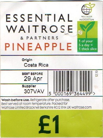 essential waitrose & partners pineapple 5000169364499 £1 costa rica