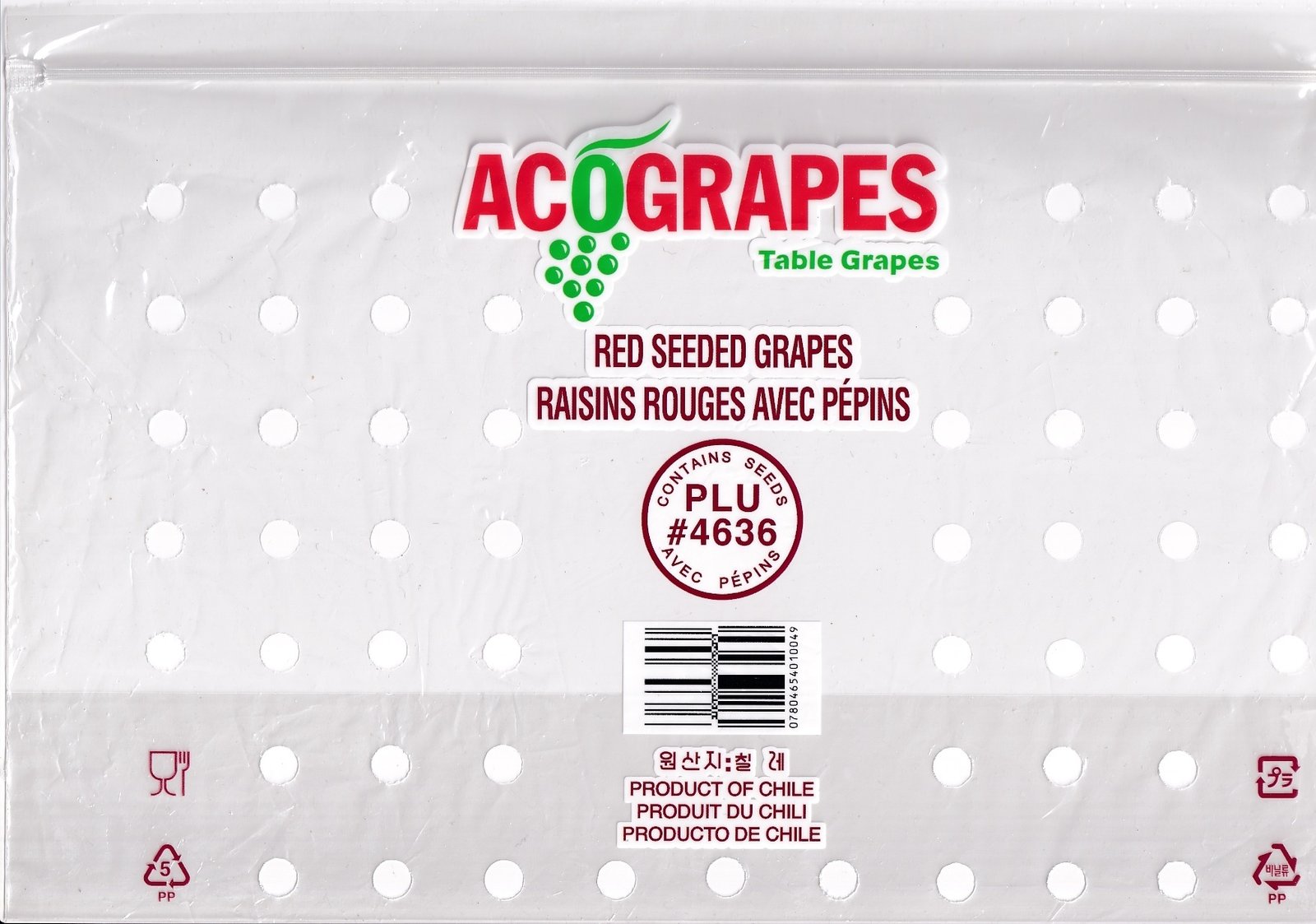 Acograpes raisins rouges avec pepins plu #4636 produit du chili