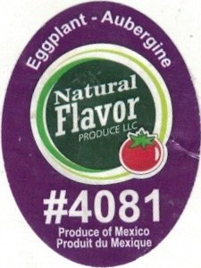 Natural Flavor Produce llc eggplant aubergine #4081 prosuce of mexico produit du mexique