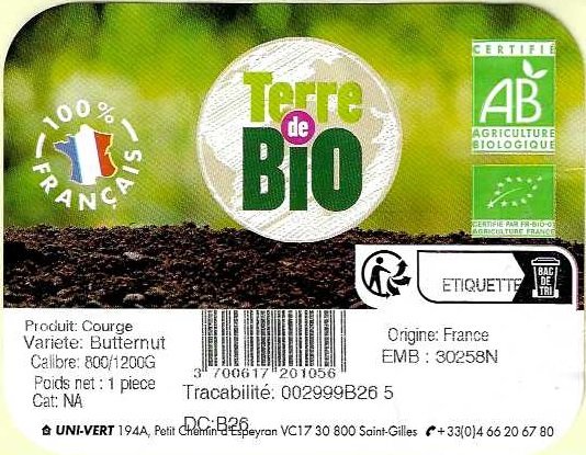 terre de bio 100% francais certifie ab agriculture biologique uni vert
