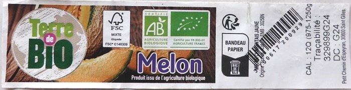 terre de bio melon charentais jaune origine france cal 12Q(975-1250gr) 3700617200929