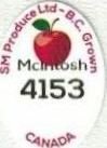 SM produce ltd B.C. grown mcIntosh 4153 canada