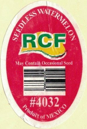 RCF seedless watermelon may contain occasional seed #4032past product of mexico