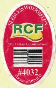RCF seedless watermelon may contain occasional seed #4032 product of mexico
