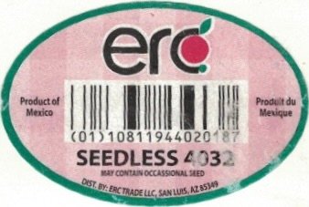 Erco product of mexico produit du mexique (01)10811944020187 deedless 4032