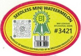 BJ seedless mini wateermelon #3421 produce of mexico distributed by bj brothers produce llc