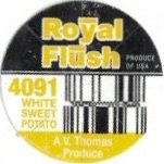 Royal Flush produce of usa 4091 white sweet potato a.v. thomas produce