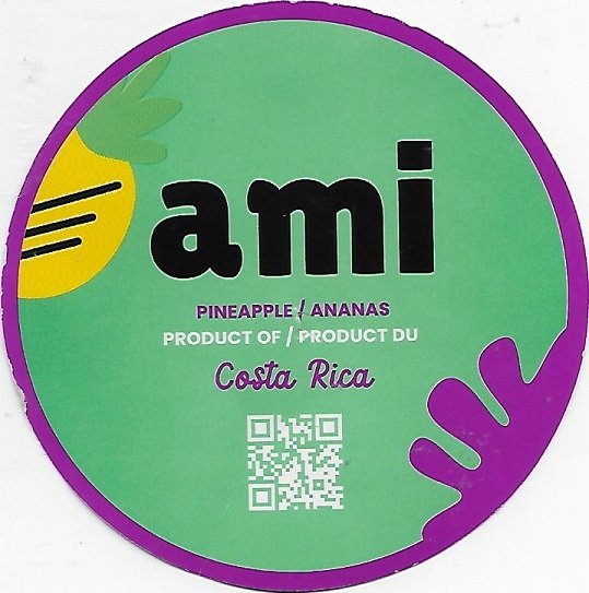 Ami pineapple/ananas product of/product du costa rica 7443022050005 www.grupoacon.com