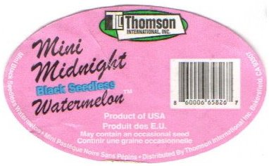 thomson international inc mini midnight black seedless watermelon product of usa 860006658267