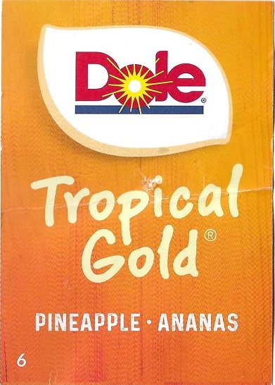 dole tropical gold pineapple ananas 6 visit my farm! enter code at dole.com 19015 product of costa rica 4014071051133 c6