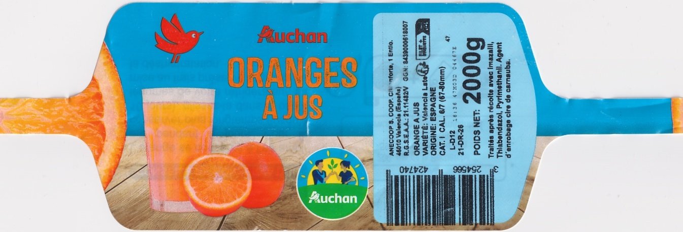 Auchan oranges a jus origine espagne 2000g 3254566424740