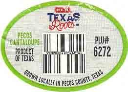 h.e.b. texas roots pecos cantaloupe plu #6272 product of texas