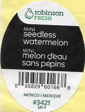 Robinson fresh mini seedless watermelon  095829601668 mexique #3421 lc-1