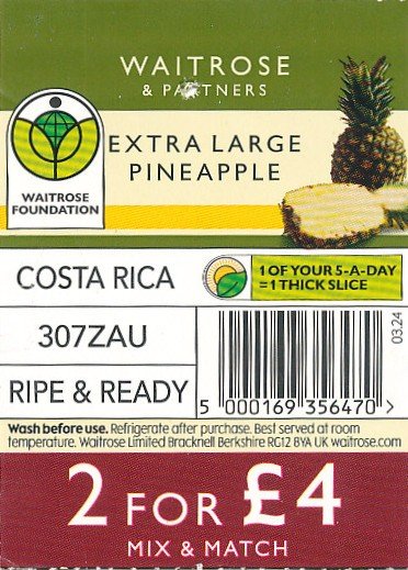 waitrose & partners extra large pineapple 5000169356470>