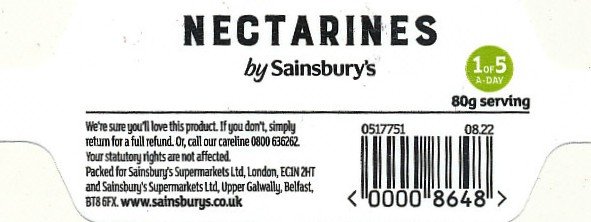 by sainsbury s nectarines <00008648>