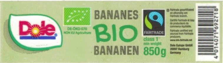 Dole bananes biofairtrade 4014071692718