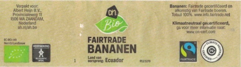 AH bio fairtrade bananen land van oorsprong: ecuador plu 5270 fairtrade