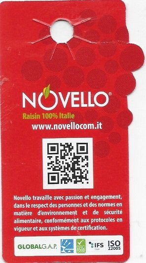 Novello raisin 100% italia www.novellocom.it QR 45