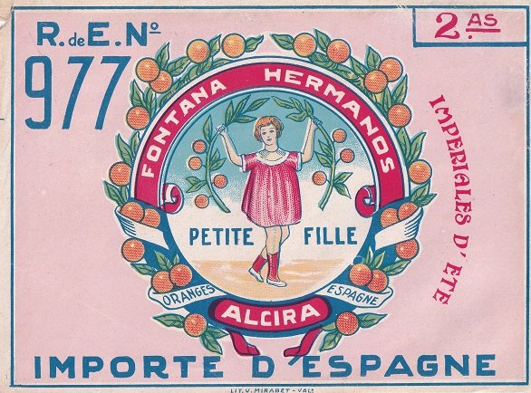 Petite fille fontana hermanos alcira oranges espagne imeriales d ete importe d espagne 2 as r.e. 977