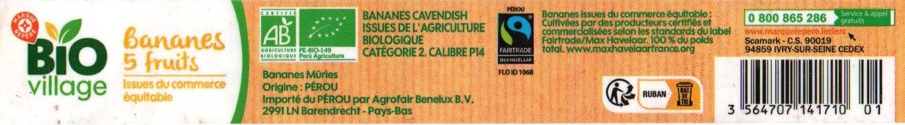 bio village bananes 5 fruits origine perou importe du perou par agrofair 356470714171001