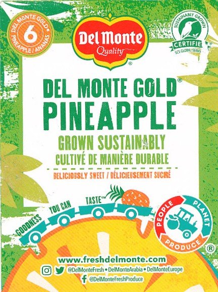 Del monte quality gold pineapple grown sustainably 6 product of costa rica 5050372116002