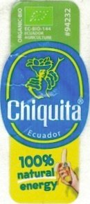 Chiquita organic bio #94232 ec-bio-144 ecuador agriculture ecuador 100% natural energy