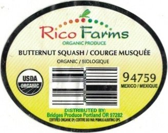 Rico Farms organic produce butternut squash courge musquee organic biologoque 94759 mexico mexique usda organic