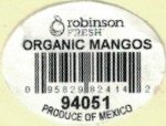 Robinson Fresh organic mangos 095829824142 94051 produce of mexico