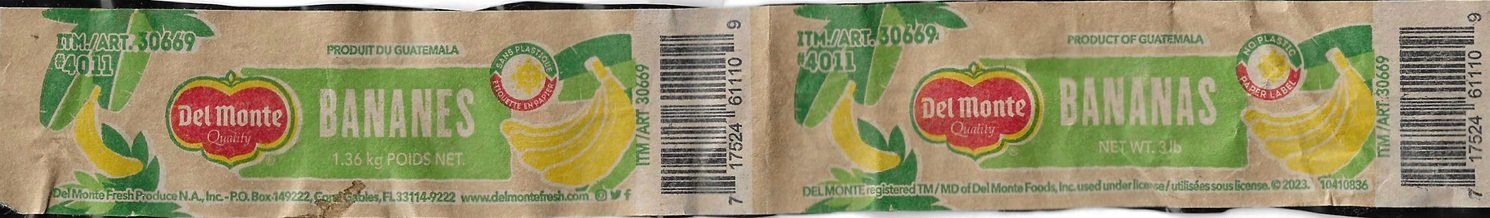 del monte quality bananes 1,36kg poids net produit du guatemala #4011 717524611109