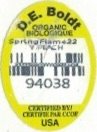 D.E. Boldt organic biologoque spring flame 22 peach 94038 certified by certifie par ccof usa