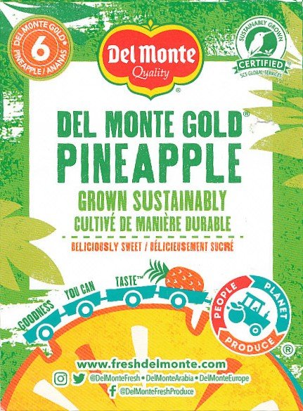 Del monte quality gold pineapple grown sustainably 6 product of costa rica 5050372116002