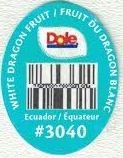 Dole white dragon fruit fruit du dragon blanc ecuador #3040