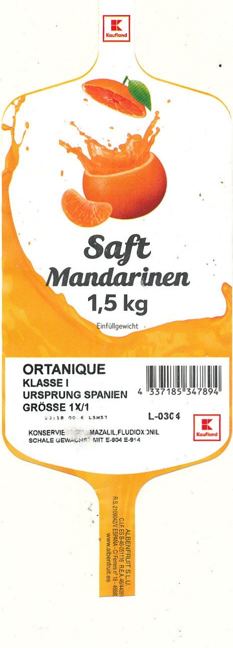 k kaufland saft mandarinen 1,5 kg 4337185347894