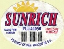 Sunrich pacific company plu #4050 cantaloupe cantaloup product of usa produit de e.u.