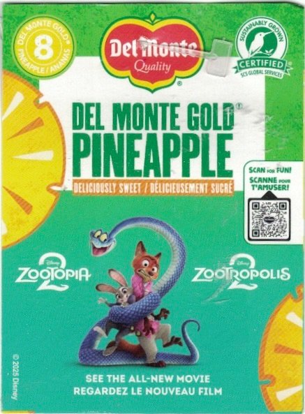 Del monte quality Zootopia Zootropolis 8 5050372118006 produit du costa rica