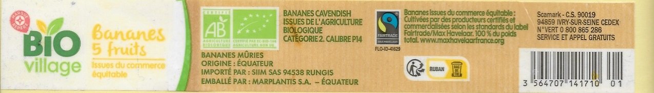 Bio village marque repere bananes 5 fruits origine equateur flo-id-41629 356470714171001