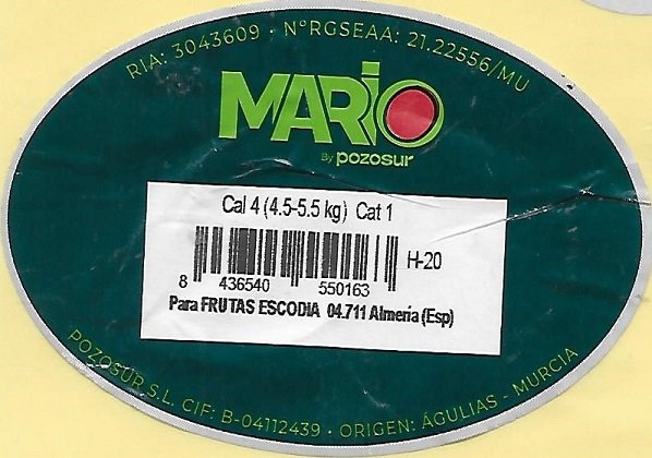 Mario by pozosur cal 4 (4.5-5.5 kg) h20 8436540550163 para frutas escodia almeria (esp)