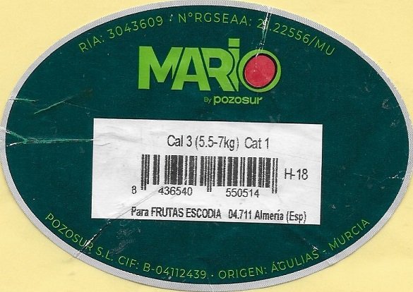 Mario by pozosur cal 3 (5.5-7 kg) h 18 8436540550514 para frutas escodia almeria (esp)
