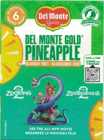 Del monte quality Zootopia Zootropolis 6 5050372116002 produit du costa rica
