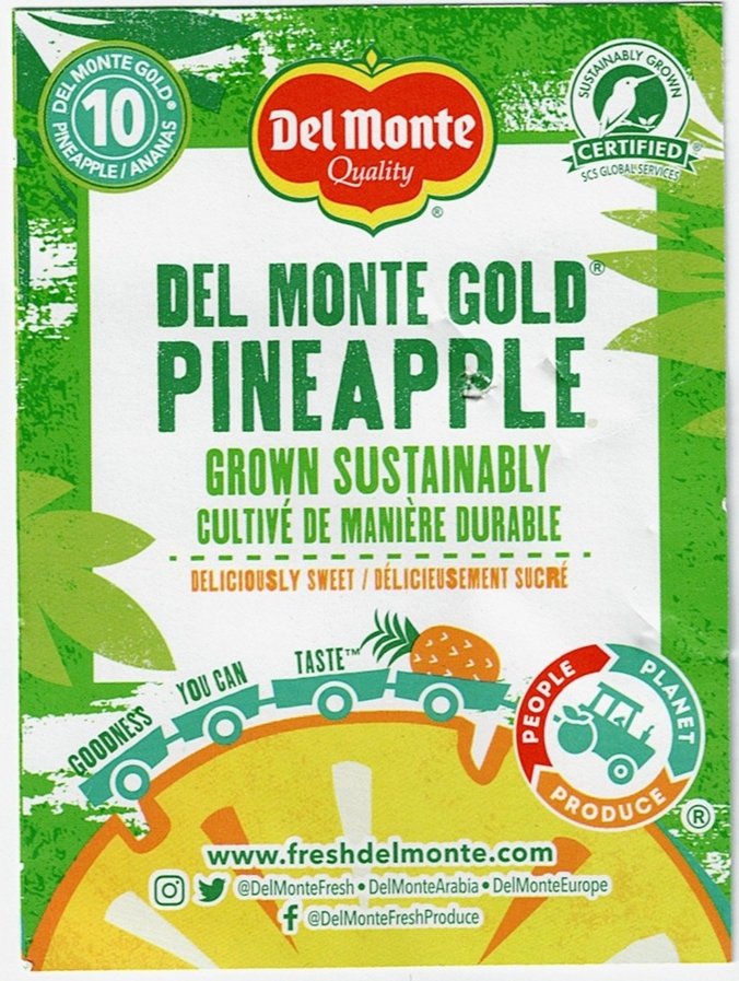 del monte quality gold pineapple grown sustainably 10 product of costa rica 5050372110000