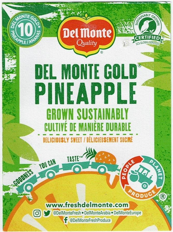 del monte quality gold pineapple grown sustainably 10 product of costa rica 5050372110000