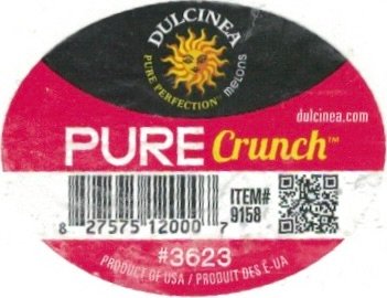 Dulcinea pure perfection melons dulcinea.com pure crunch item #9158 827575120007 #3623 product of usa produit des e-ua