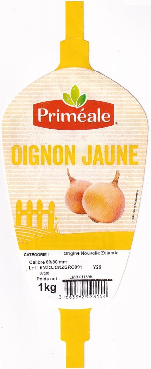 Primeale oignon jaune origine nouvelle zelande 1kg 3663362023154