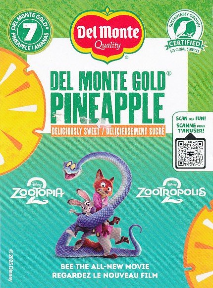 Del monte quality Zootopia Zootropolis 8 5050372117009 produit du costa rica