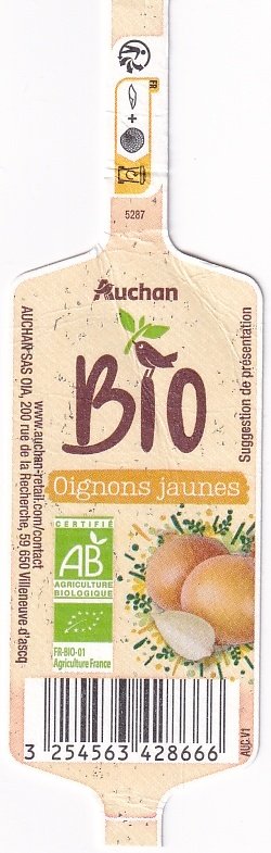 Auchan bio oignons jaunes 3254563428666 agriculture france 1kg